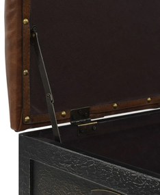 Cassapanca in legno massello di abete e similpelle 80,5x41x50cm