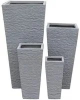 Set di 4 vasi da Giardino in Fibra di argilla cm 42x42x88 - MAXIMILIAN Colore: Grigio