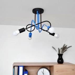 Lampadario a plafone OXFORD 4xE27/15W/230V nero/blu