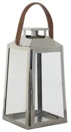 Lanterna DKD Home Decor Marrone Argentato Pelle Cristallo Acciaio Cromato 20 x 20 x 40 cm