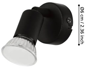 Eglo 32428 - Luce Spot da parete a LED BUZZ-LED 1xGU10/2,8W/230V 3000K nero