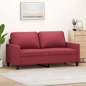 Divano A 2 Posti Rosso Vino 140 Cm İn Similpelle /