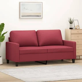 Divano A 2 Posti Rosso Vino 140 Cm İn Similpelle /