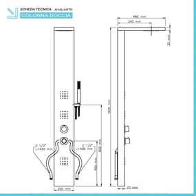 Colonna doccia termostatica in acciaio inox satinato con 4 funzioni