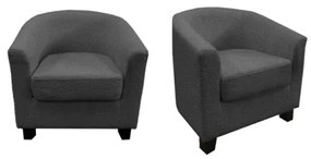 Poltrona Maja 70x63x68 Cm In Tessuto Boucle Grigio Scuro