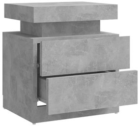Comodino Grigio Cemento 45x35x52 cm in Legno Multistrato