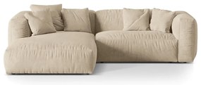 Divano angolare componibile beige (con penisola a sinistra/con chaise lounge) con rivestimento in velluto Martina – Micadoni
