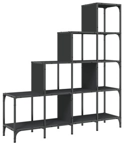 Libreria nera 122x30x102 cm in legno multistrato e metallo