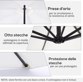 Ombrellone da Giardino Decentrato in Acciaio Ø3m  Bianco...