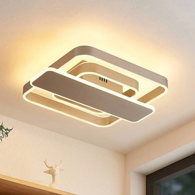 Plafoniera a LED Linetti Lucande, dimmerabile, Alluminio / Grigio / Zincato, Soggiorno / Sala da pranzo, Metallo, Moderno, Plafoniera LED