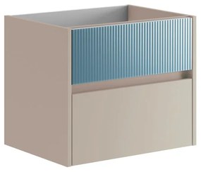 Mobile da bagno sotto lavabo Niwa sabbia frontale in vetro blu pacifico laccato opaco L 59.5 x H 50 x P 45.5 cm 2 cassetti, lavabo non incluso