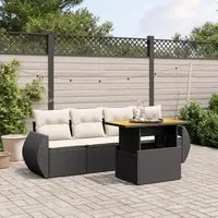 Set Divani da Giardino 5 pz con Cuscini in Polyrattan Nero 3272071