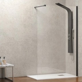 Parete doccia walk in 50 cm con profilo nero opaco | KW-100B - KAMALU