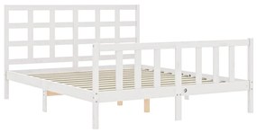 Giroletto con testiera bianco 5ft king size in legno massello