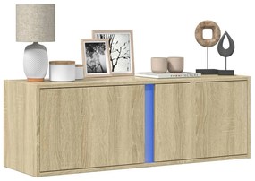 Mobile Tv A Parete Con Luci Led Rovere Sonoma 100x31x35 Cm /