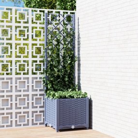 Fioriera Da Giardino Con Graticcio Grigio Blu 40x40x136 Cm Pp /