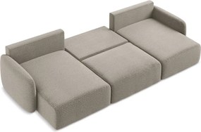 Divano angolare beige allungabile/con contenitore Kalena – Makamii