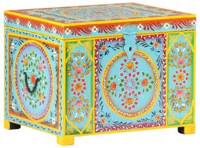 Baule Dipinto A Mano 50x40x40 Cm İn Legno Massello Di Mango /
