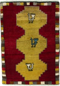 Gabbeh Tappeto 100x70 Rosso (Iran) Annodato A Mano