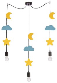 Lampadario a sospensione per bambini TRIO 3xE27/20W/230V giallo/blu