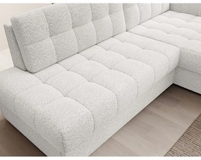 Divano angolare color crema allungabile (con penisola a destra/con chaise lounge) con rivestimento in bouclé Blezalt – ELTAP