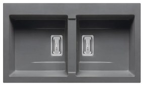 Lavello integrato 2 vasche PYRAMIS Kartesio granito L 50 x L 86 cm grigio