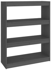 Libreria/divisorio grigio 80x30x103,5 cm in massello di pino