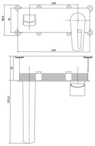 Cersanit S951-357 - Rubinetto vasca da bagno per installazione a scomparsa MILLE cromo lucido