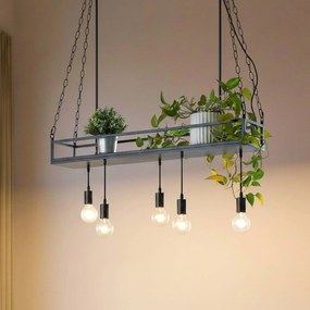 Lampada a sospensione Kirista Lindby, dimmerabile, Nero, Soggiorno / Sala da pranzo, Metallo, Vintage, Lampada a sospensione