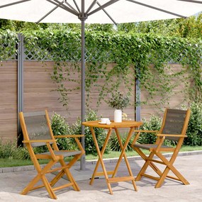 Set Da Bistrot 3pz Grigio İn Polipropilene E Legno Massello /