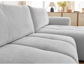 Divano angolare grigio chiaro allungabile e con contenitore (penisola a destra/chaise lounge) Fuji – Bobochic Paris