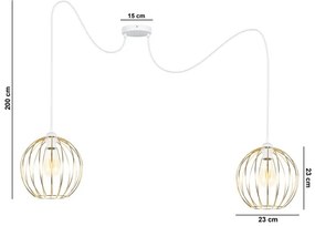 Lampadario a sospensione con filo MATT 2xE27/60W/230V ragno bianco/oro
