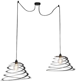 Lampada a sospensione di design a 2 luci con paralume a spirale 50 cm - Scroll