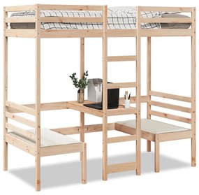 Giroletto Soppalco Con Scrivania E Sedie 80x200cm Legno Pino /
