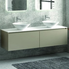 Composizione mobili bagno 155cm sospesa, composta da mobile, due specchi led e colonna SP-155B - KAMALU