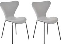 Set di 2 Sedie da pranzo in velluto nero e grigio chiaro con gambe in metallo senza braccioli design moderno