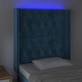 Testiera a led blu scuro 83x16x118/128 cm in velluto