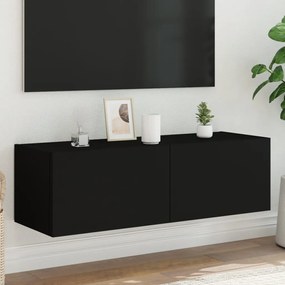Mobile Tv A Parete Con Luci Led Nero 100x35x31 Cm /
