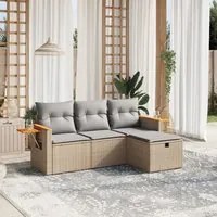 Set Divano da Giardino 4 pz con Cuscini Beige Misto Polyrattan 3265490