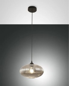 Lampadario Glamour Fiordaliso nero paralume fumo E27 LA MIA LUCE