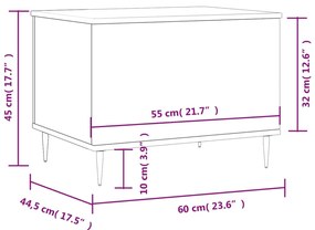 Tavolino da Salotto Bianco 60x44,5x45 cm in Legno Multistrato