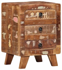 Comodino 37x32x50 Cm İn Legno Massello Di Recupero /