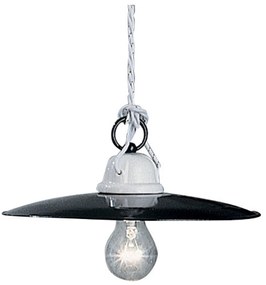 Lampadario Industrial Potenza Ferro E Ceramica Nero Diam. 35Cm 1 Luce E27
