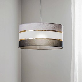 HELAM Lampada a sospensione Helen in tessuto grigio-nero-oro Ø 40 cm