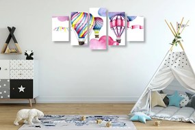 Quadri 5 pezzi – Palloncini nel vento