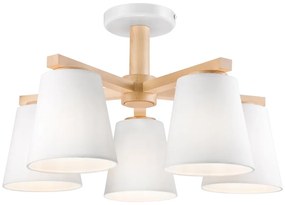 Plafoniera ELLIE 5xE27/60W/230V bianco/rovere