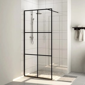Parete Per Doccia Walk-in Vetro Trasparente Esg Nera 100x195 Cm /