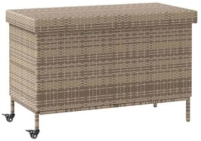 Contenitore Da Giardino Con Ruote Grigio 110x55x73cm Polyrattan /