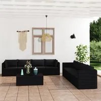 Set Divani da Giardino 9 pz con Cuscini in Polyrattan Nero cod mxl 40219