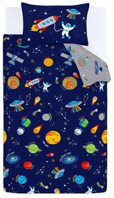 Set copripiumino e federa da bambini blu e grigio per letto matrimoniale 200x200 cm Lost In Space – Catherine Lansfield